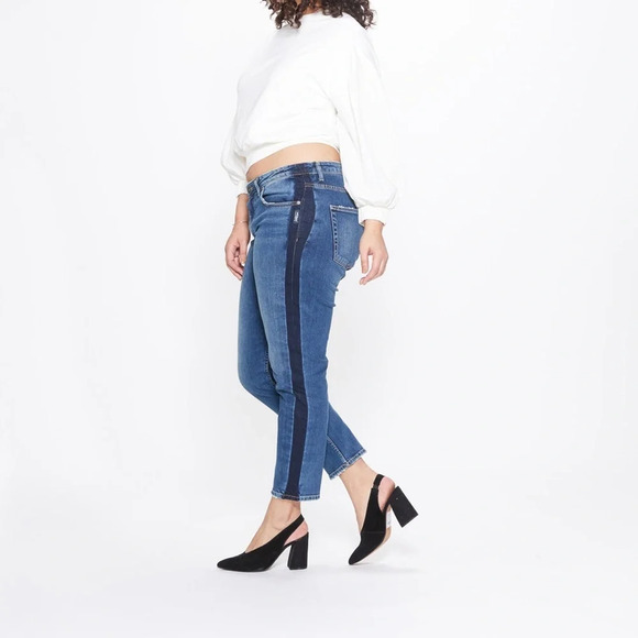 NWT Silver Jeans Vintage Slim Mid Rise Dark Wash Tuxedo Stripe Jeans - Picture 12 of 13